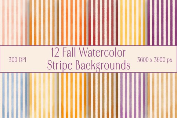 12 Fall Watercolor Stripe Backgrounds: A Creative Toolkit for Autumn