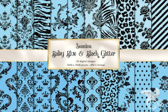 Baby Blue and Black Glitter Backgrounds: A Designer's Go-To Asset