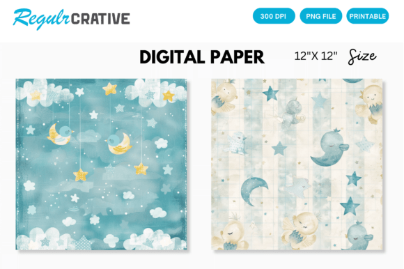 Baby Boy Digital Paper Backgrounds for Modern Designs