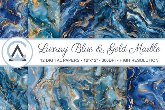 Blue & Gold Marble Seamless Backgrounds: Elevate Your Creative Projects