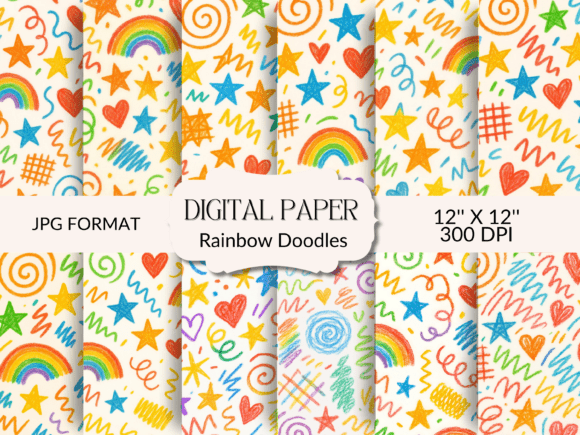 Brighten Your Designs with Vibrant Rainbow Doodles
