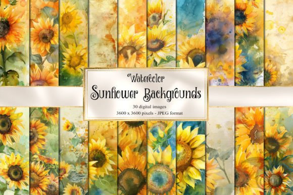 Brighten Your Projects with Watercolor Sunflower Backgrounds