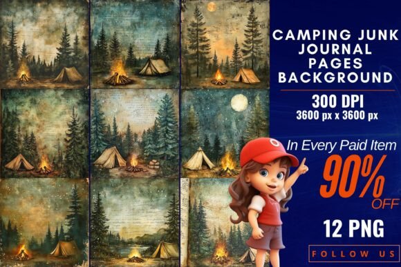 Bring the Outdoors Indoors with Camping Junk Journal Backgrounds