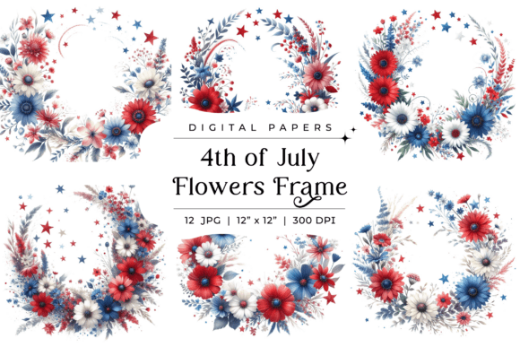 Celebrate with Style: 4th of July Flowers Frame Backgrounds