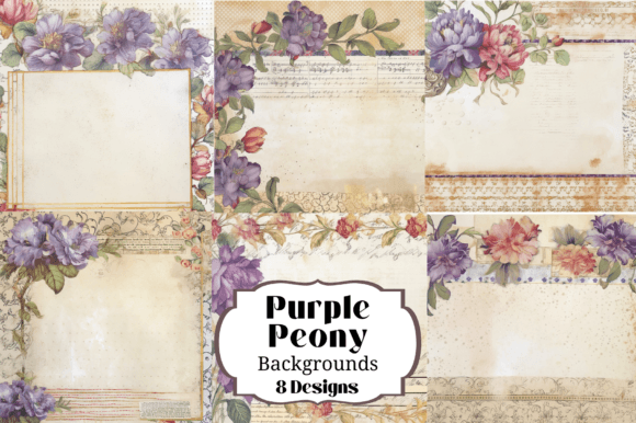 Elevate Your Crafts: 8 Purple Peony Backgrounds & Digital Paper