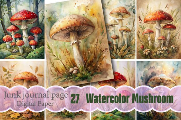 Enchanting Watercolor Mushroom Paper Backgrounds for Creatives