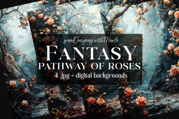 Fantasy Roses on the Path Backgrounds 6: A Digital Escape