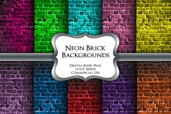 Neon Brick Backgrounds: Digital Papers for Bold Design