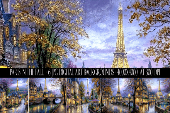 Paris in the Fall Backgrounds: Seasonal Design Assets