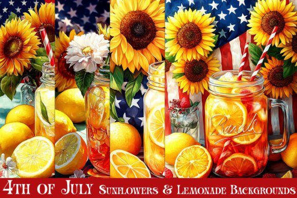 Patriotic Refreshment: 4th of July Lemonade Style Backgrounds 5