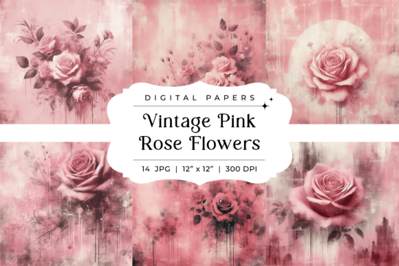 Vintage Pink Rose Flowers Backgrounds: Design with Timeless Elegance