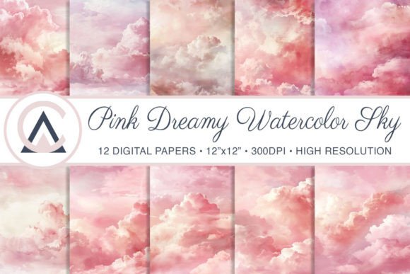 Watercolor Pink Dreamy Sky Backgrounds