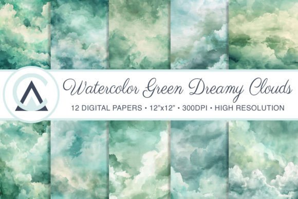 Watercolor Sage Green Dreamy Backgrounds for Creative Projects